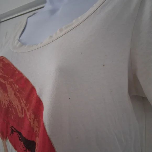 Tory Burch/ 100% Cotton/ Cream Tee with Coral Flamingo Graphic/ Size US M - Picture 10 of 10